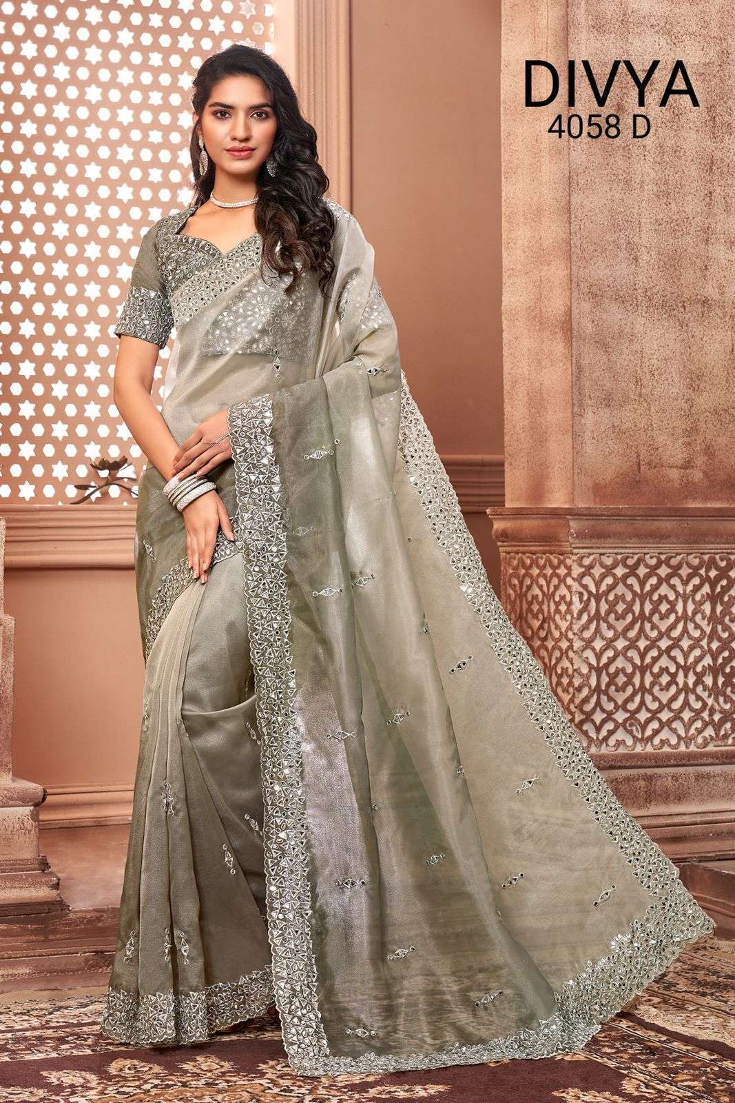 divya mirror vol 2 df 4058 organza mirror work saree