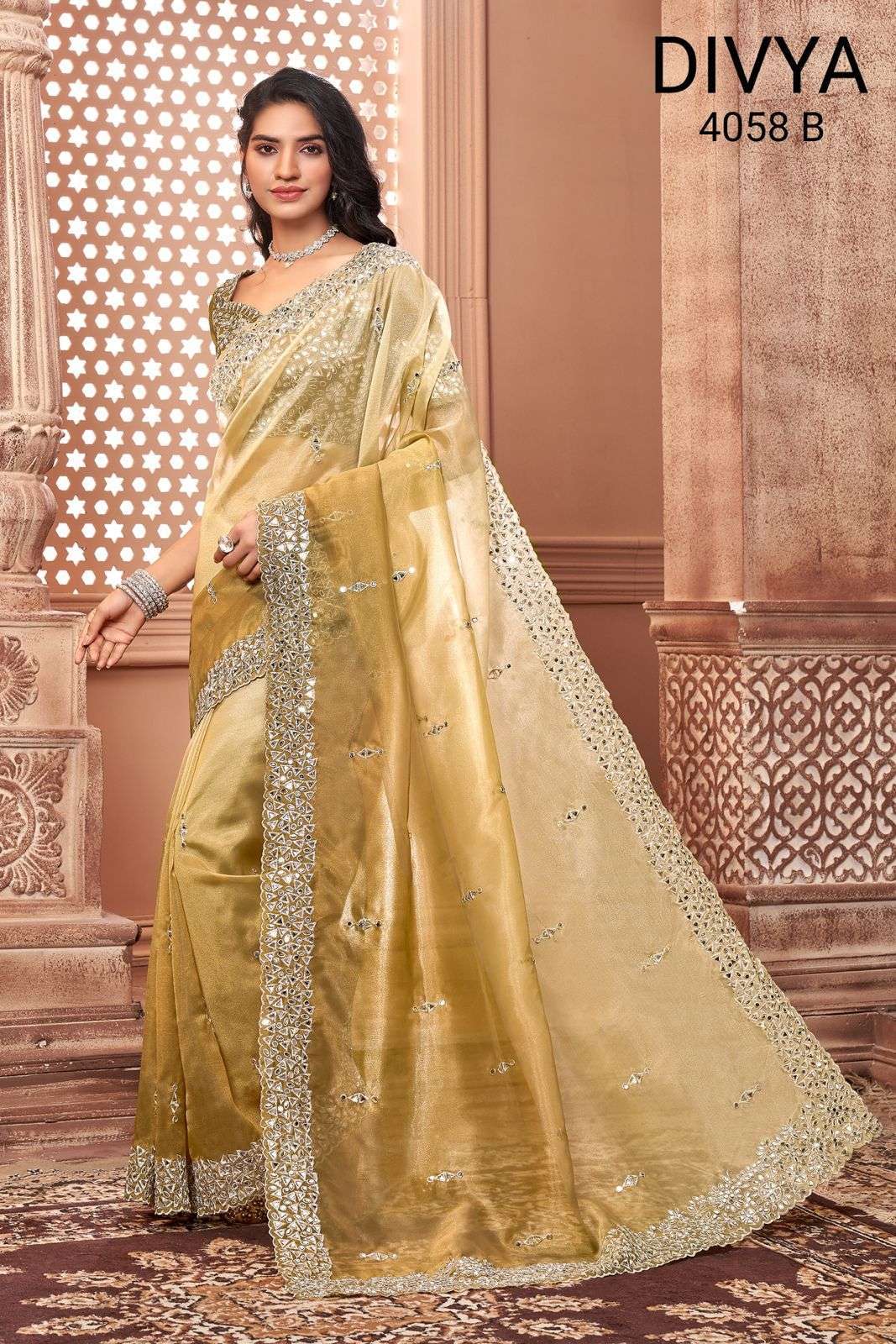 divya mirror vol 2 df 4058 organza mirror work saree