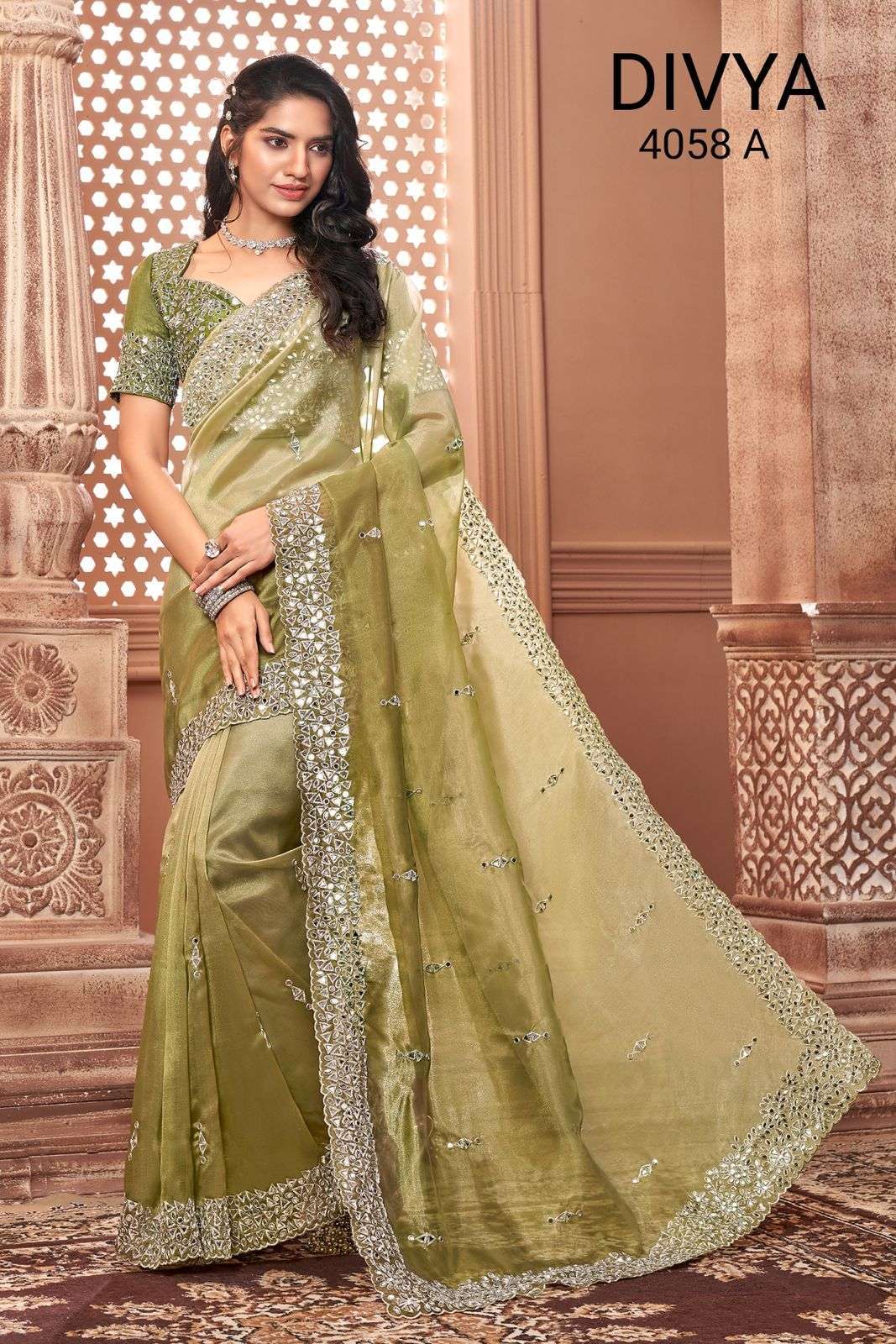 divya mirror vol 2 df 4058 organza mirror work saree