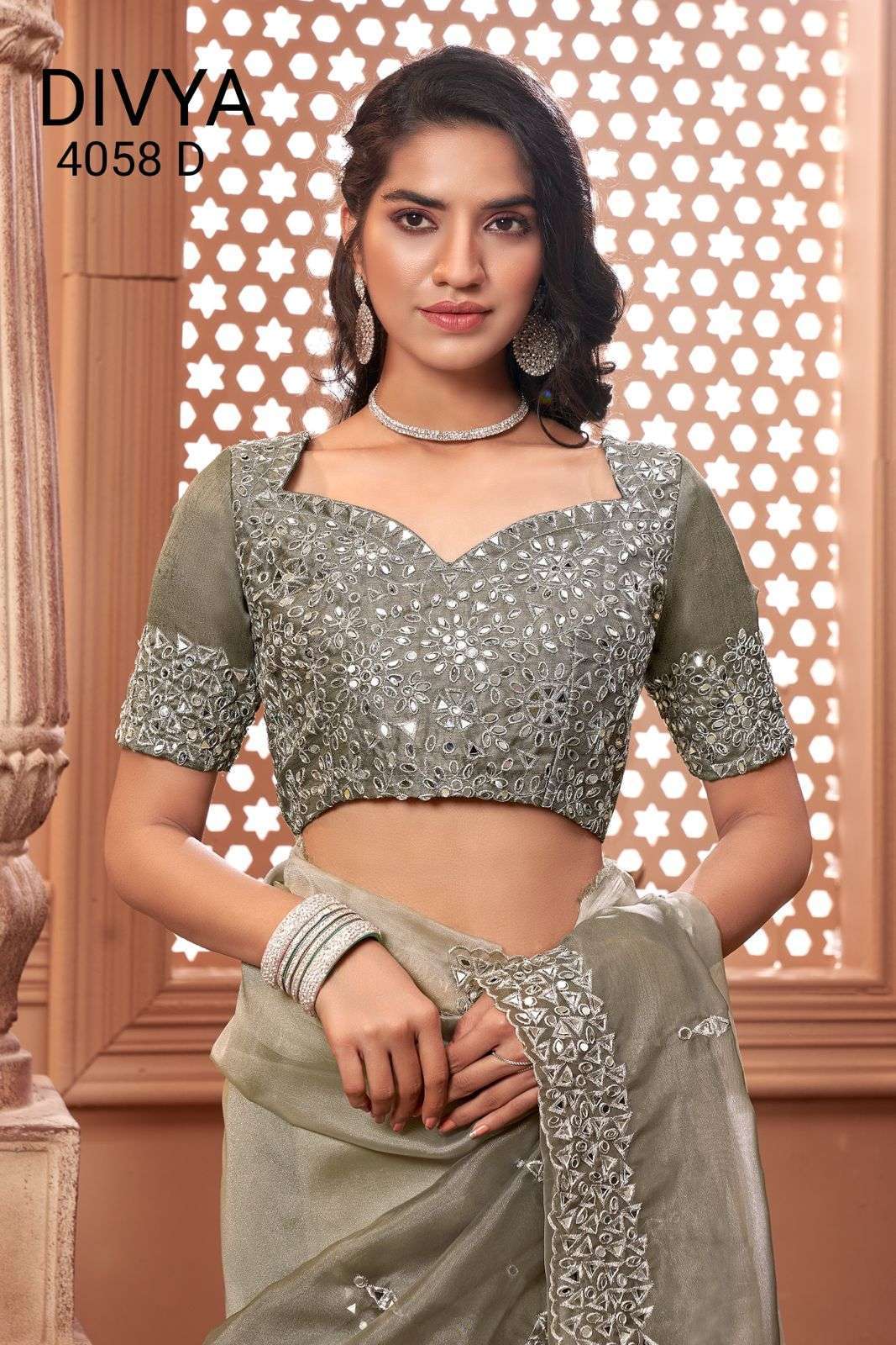 divya mirror vol 2 df 4058 organza mirror work saree