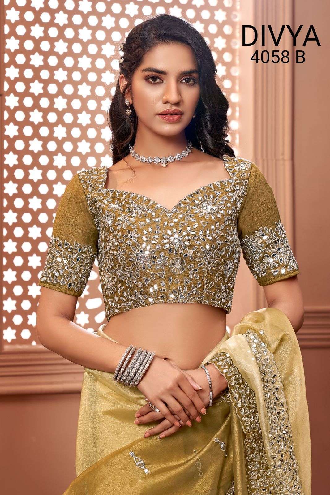 divya mirror vol 2 df 4058 organza mirror work saree