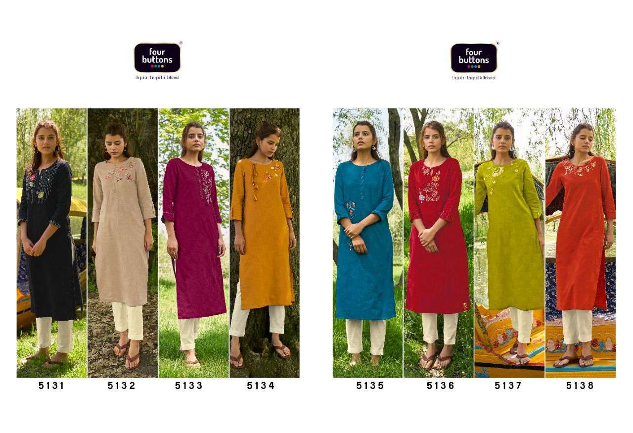 four buttons colors-11 series 5131-5318 pure cotton kurti 