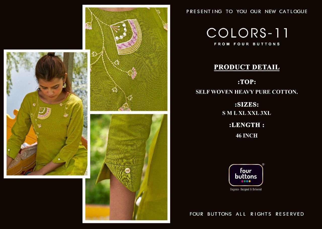 four buttons colors-11 series 5131-5318 pure cotton kurti 