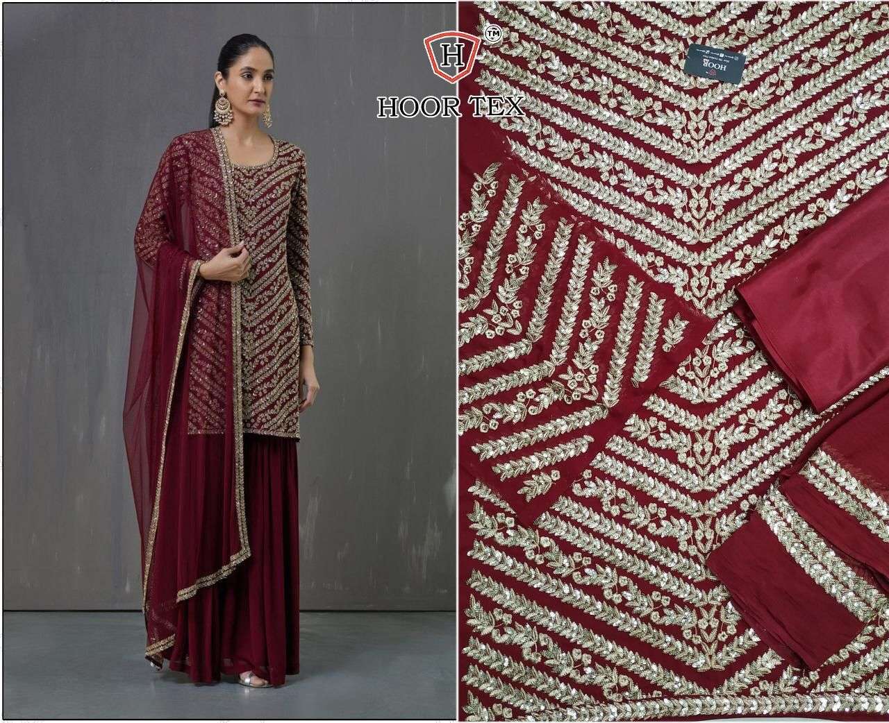 hoor tex 16012 faux georgette with embroidery work suit 