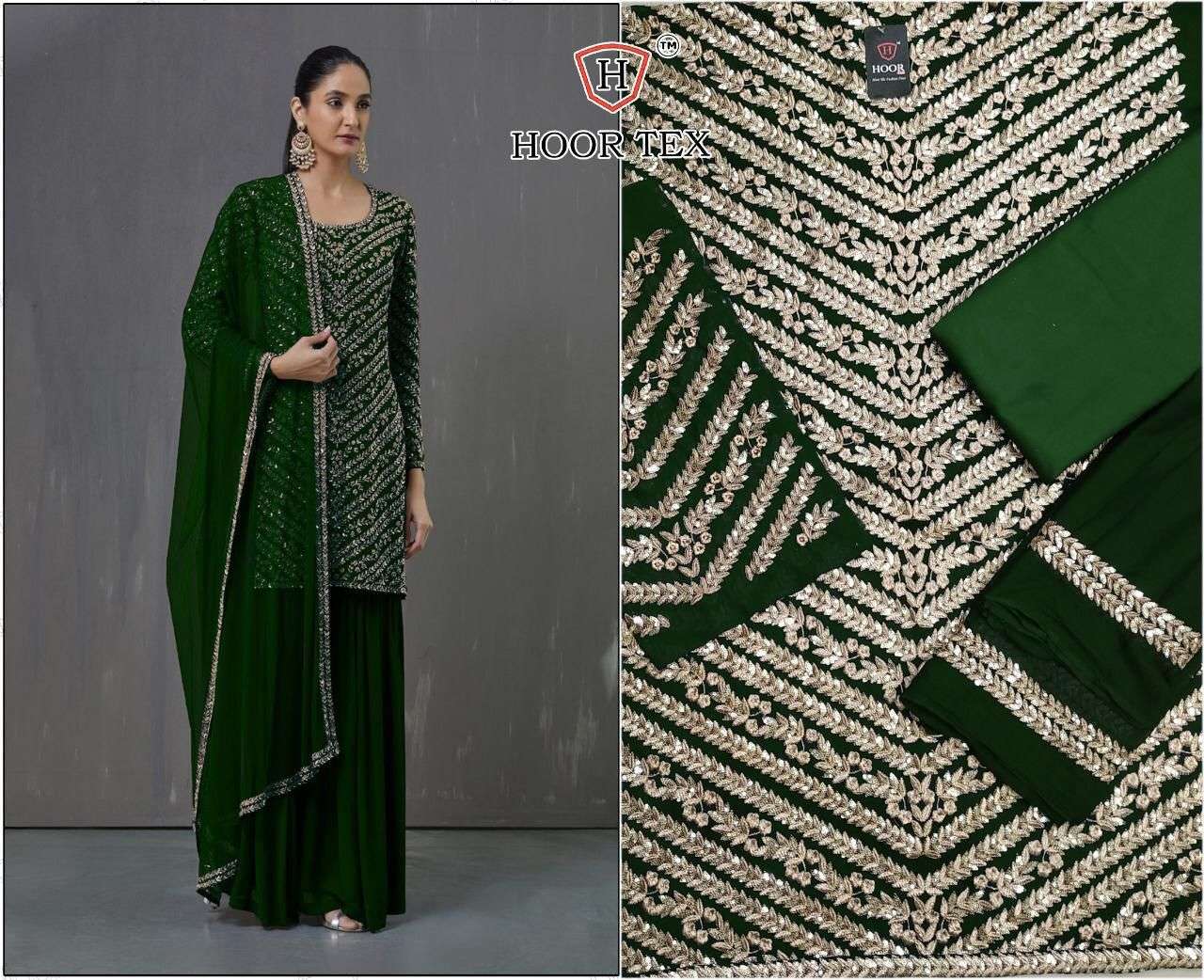 hoor tex 16012 faux georgette with embroidery work suit 