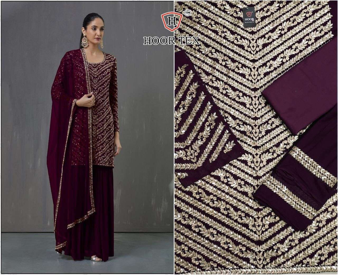 hoor tex 16012 faux georgette with embroidery work suit 
