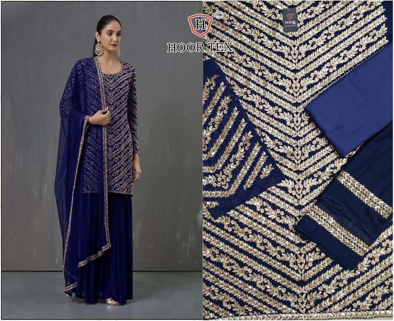 hoor tex 16012 faux georgette with embroidery work suit 