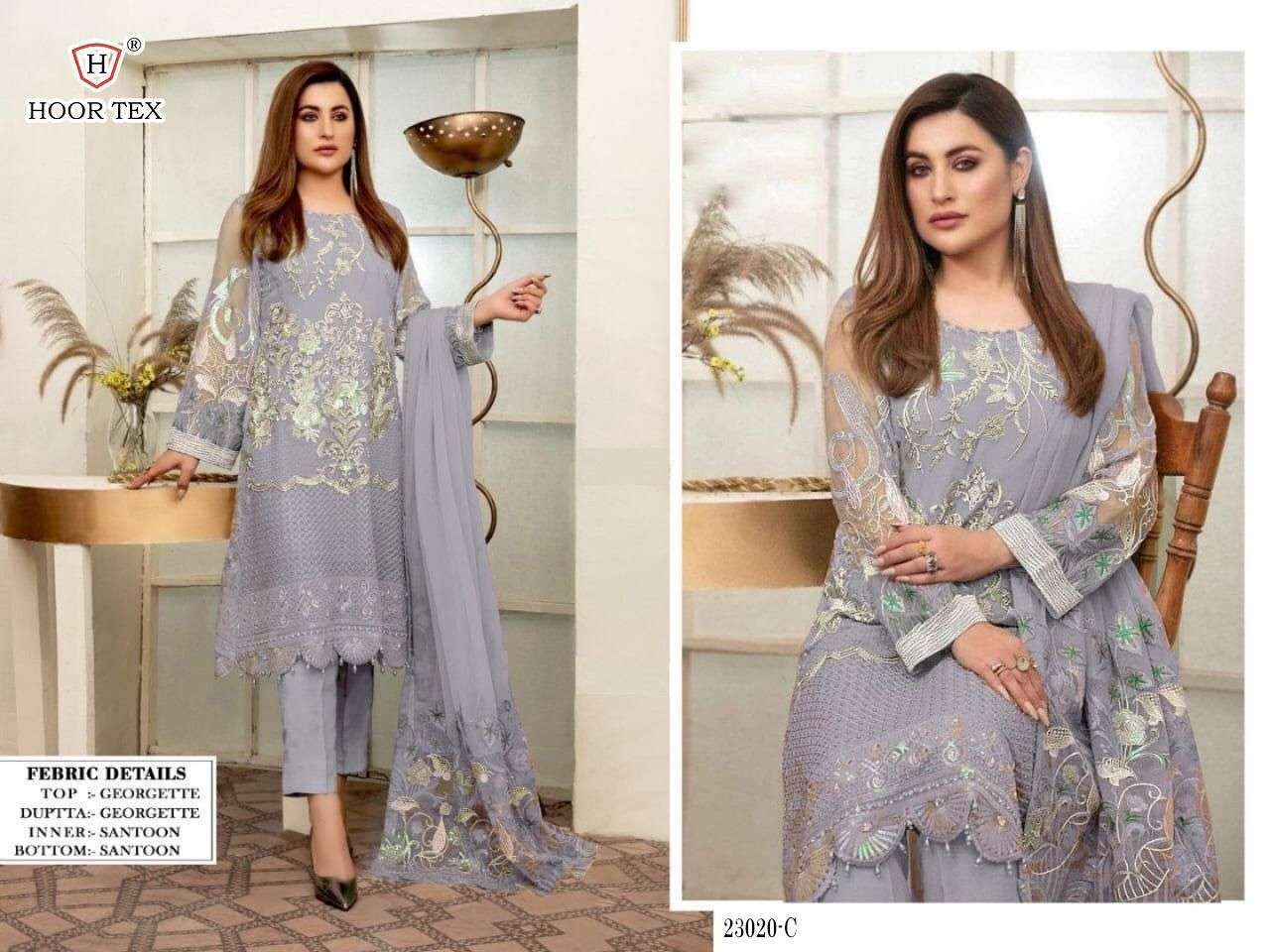 hoor tex 23020 faux georgette suit with beautiful embroidery work 
