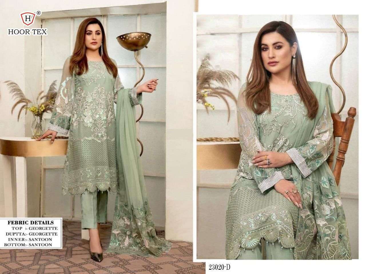 hoor tex 23020 faux georgette suit with beautiful embroidery work 
