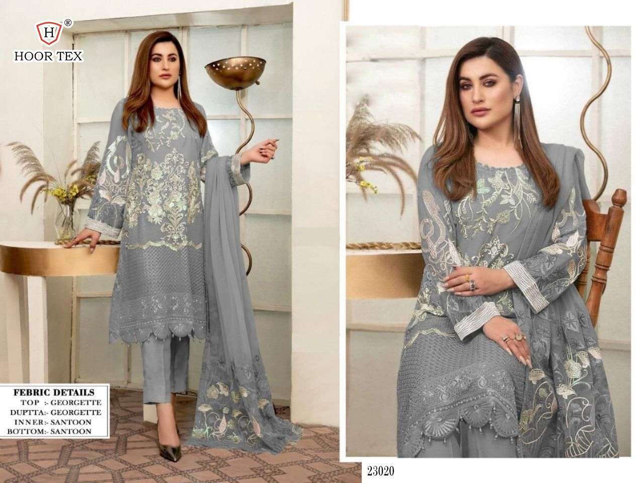 hoor tex 23020 faux georgette suit with beautiful embroidery work 