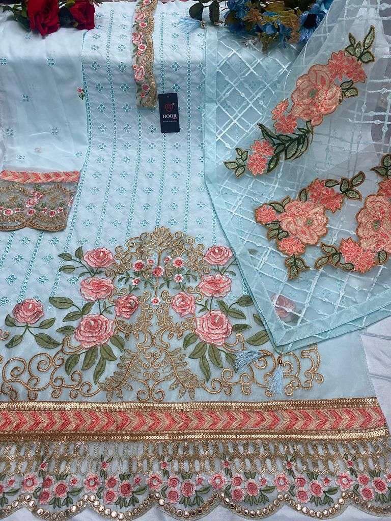 hoor tex 23022 colours Faux Georgette Embroidery Work suit