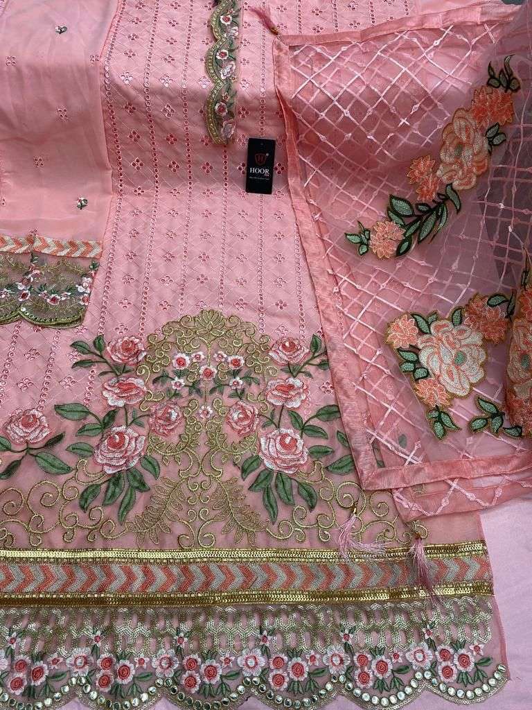 hoor tex 23022 colours Faux Georgette Embroidery Work suit