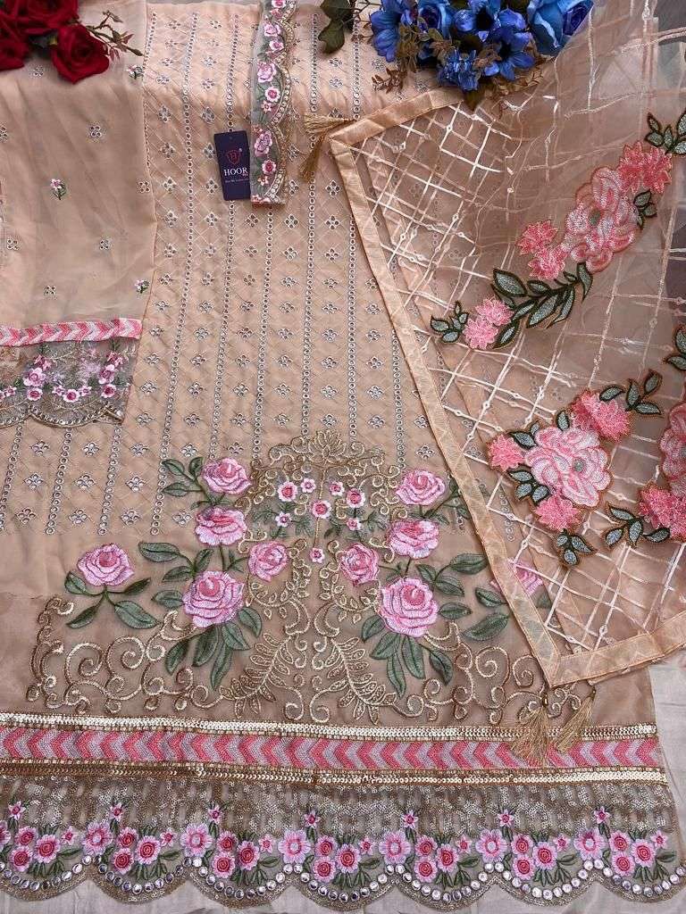 hoor tex 23022 colours Faux Georgette Embroidery Work suit