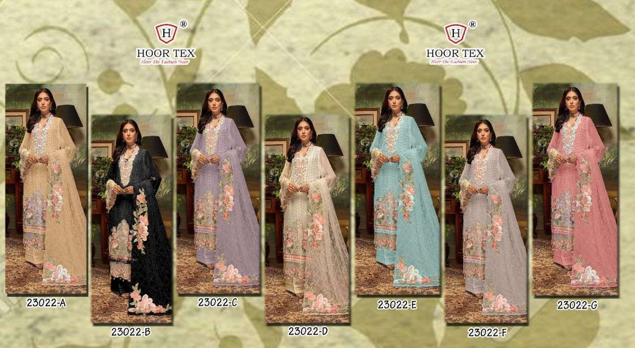 hoor tex 23022 colours Faux Georgette Embroidery Work suit