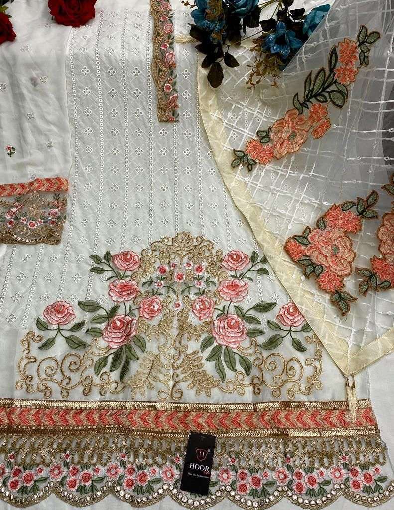 hoor tex 23022 colours Faux Georgette Embroidery Work suit