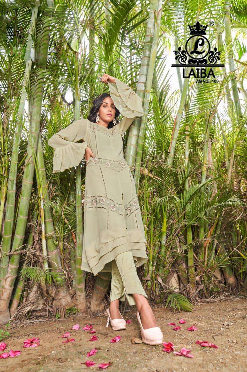 Laxuria Trendz Presents D No 1125 Pure Georgette Kurti With Stretchable Cigarette  Pant Collection