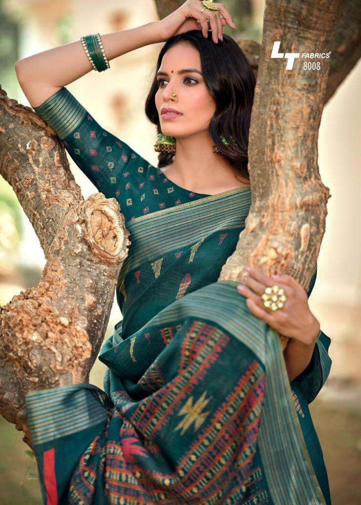 Kantha Weave Patterned Pure Linen Sarees | SK101