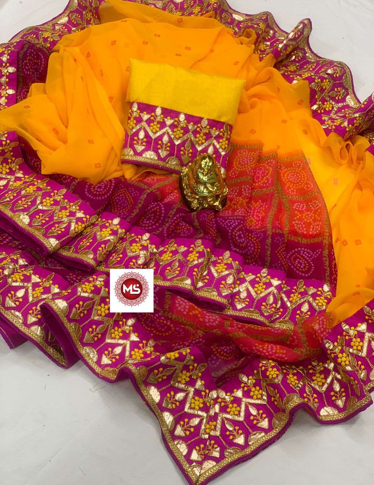 MS BRAND BODAR LESS DESIGNER GEORGETTE BANDHANI SAREE 