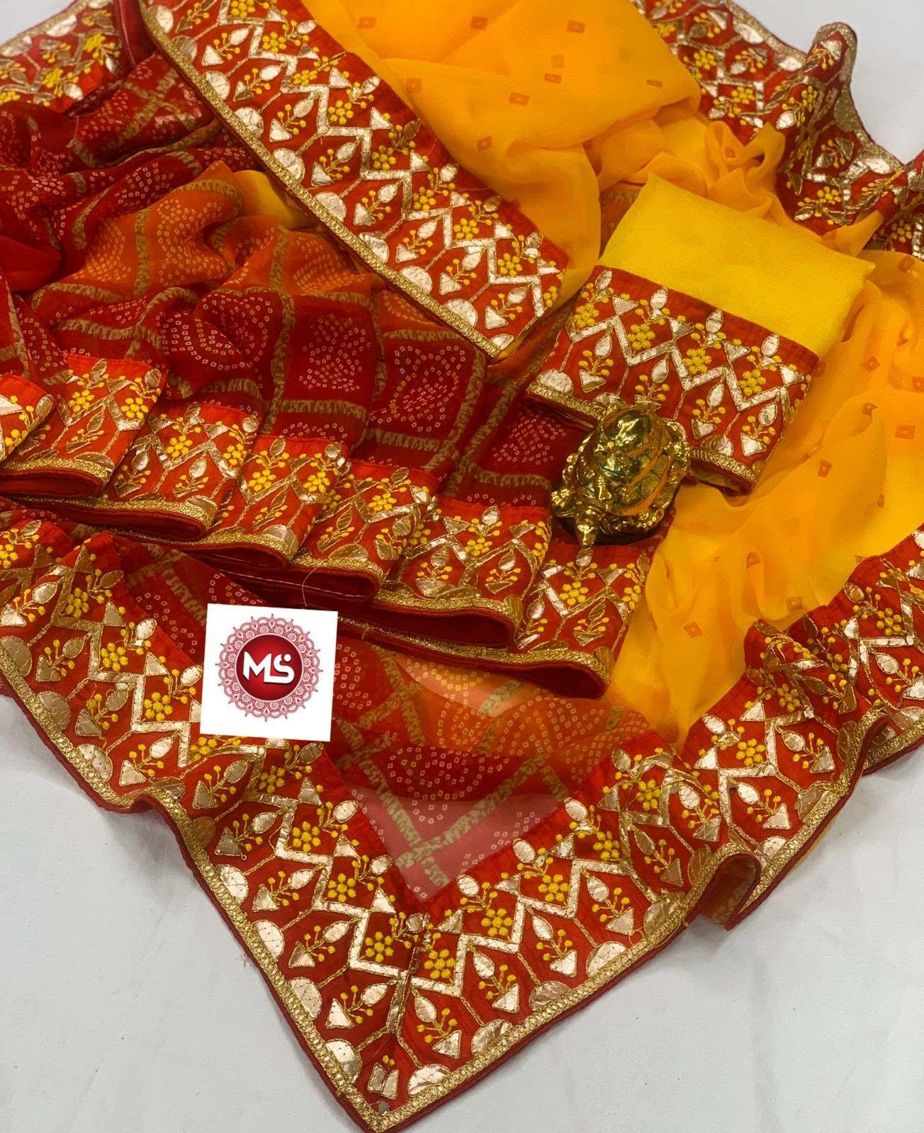 MS BRAND BODAR LESS DESIGNER GEORGETTE BANDHANI SAREE 