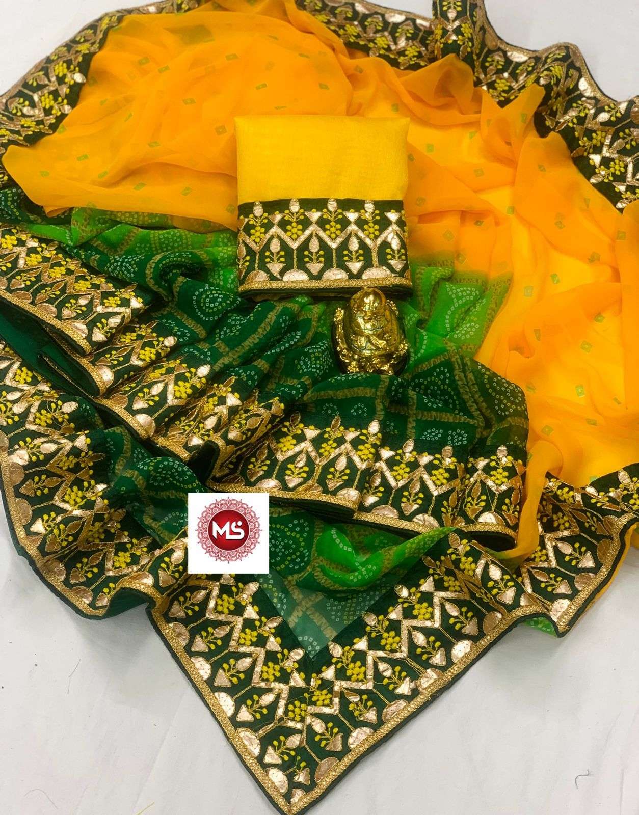 MS BRAND BODAR LESS DESIGNER GEORGETTE BANDHANI SAREE 