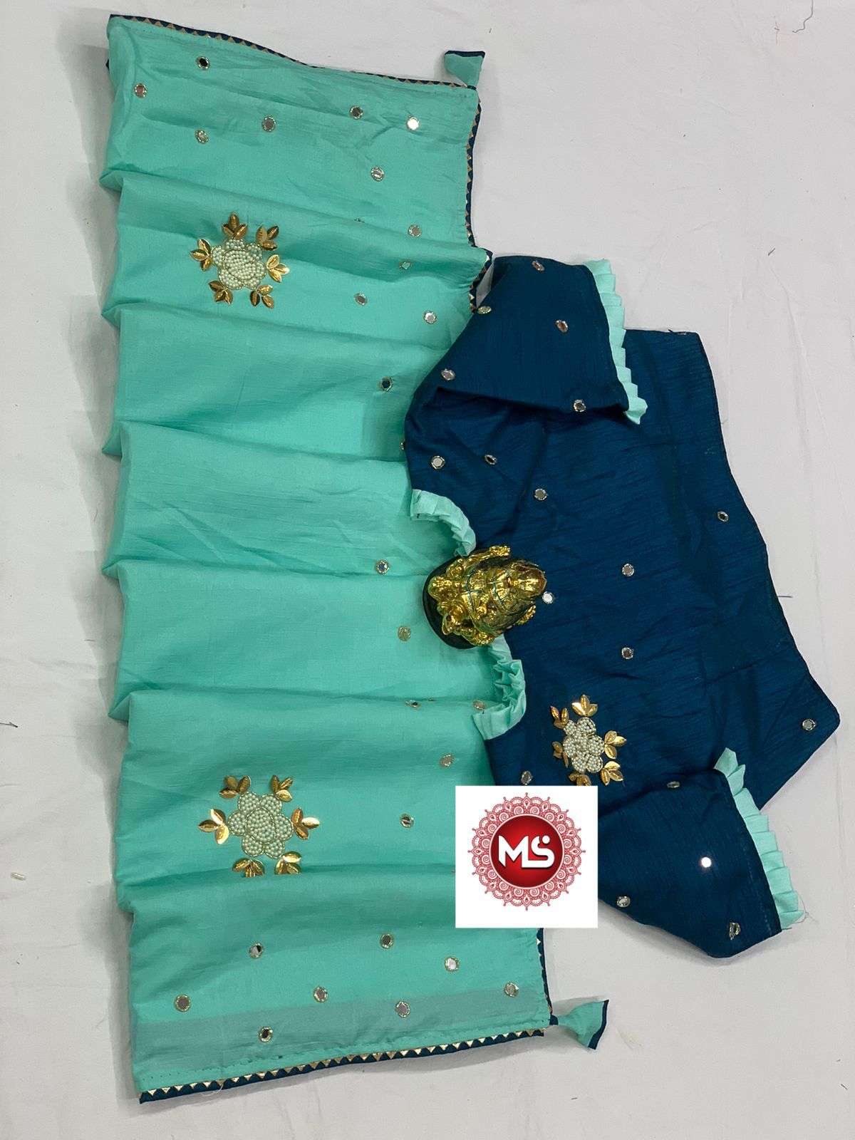 MS BRAND HANDWORK DESIGNER PURE DOLA SILK SAREE
