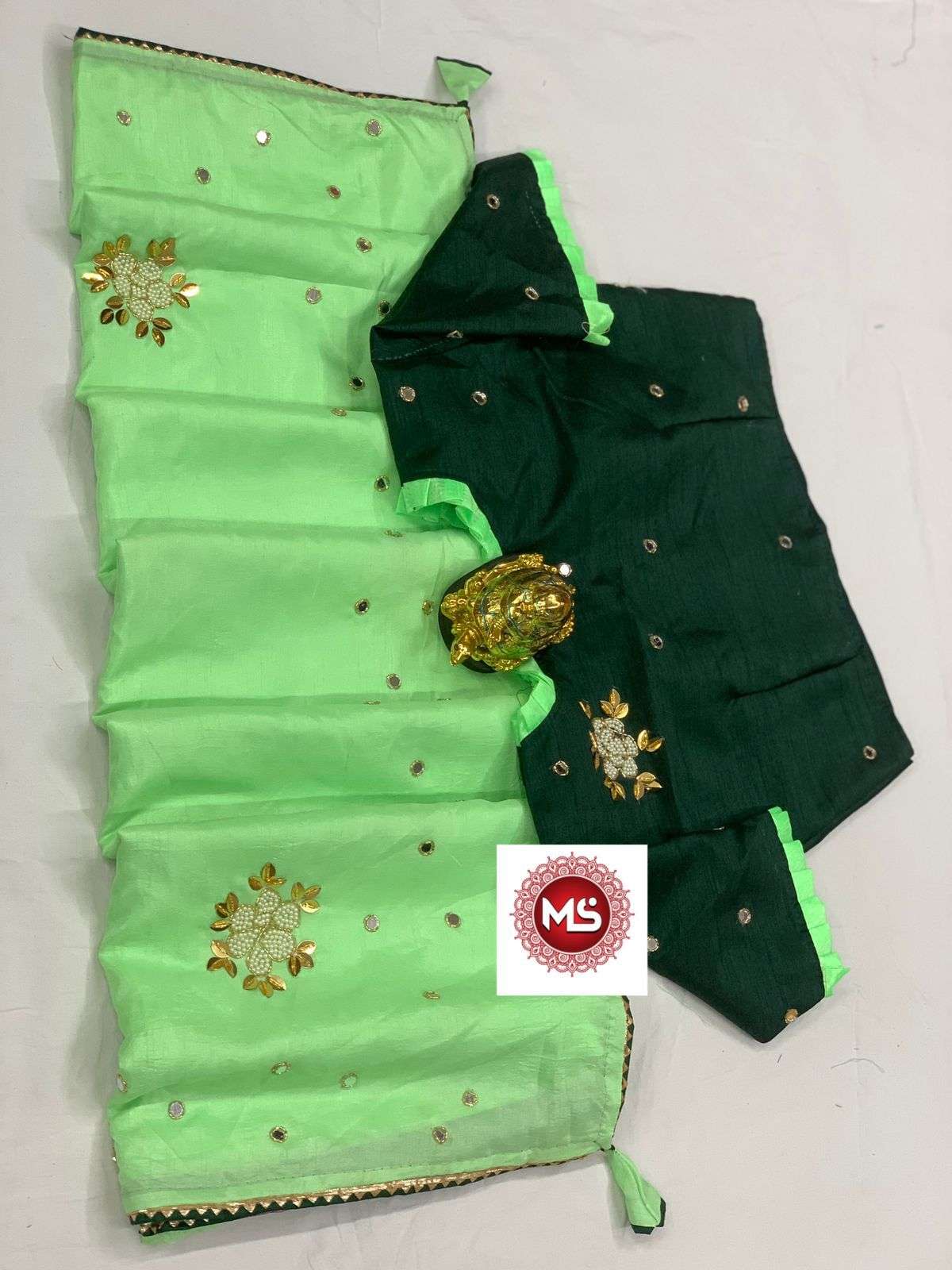 MS BRAND HANDWORK DESIGNER PURE DOLA SILK SAREE