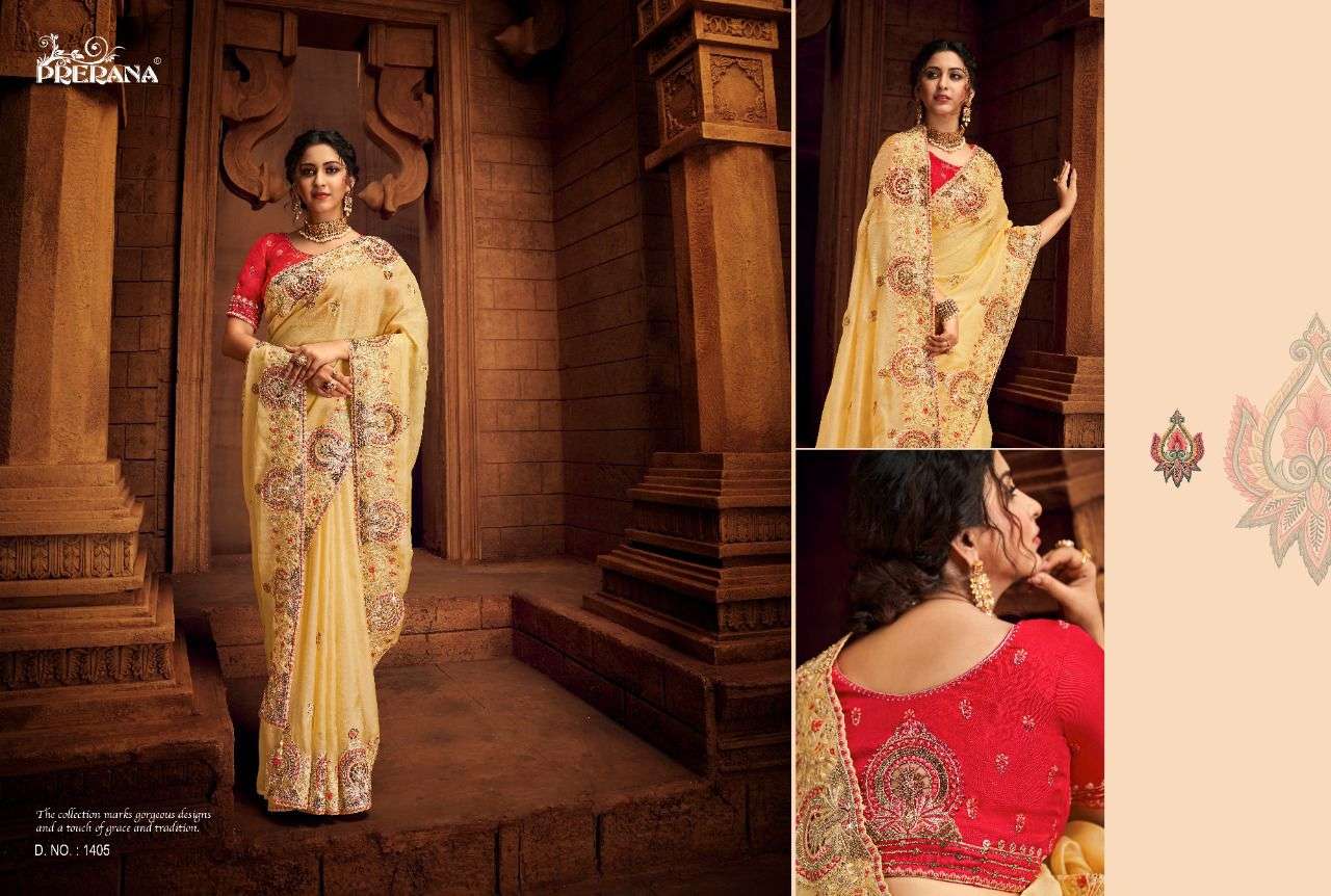 PRERANA SILK CORPORATION DESIGNER ORGANZA NET SAREE 