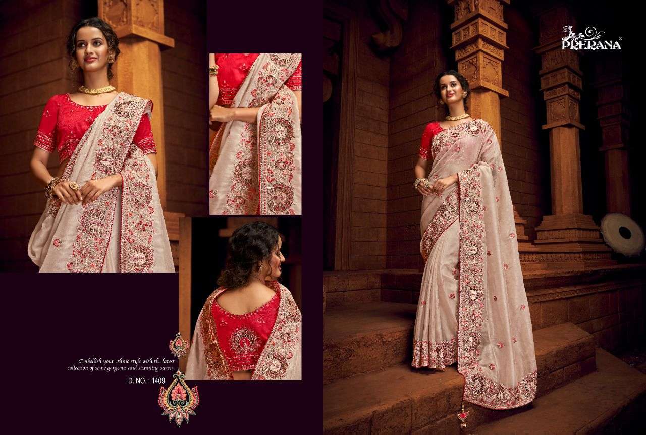 PRERANA SILK CORPORATION DESIGNER ORGANZA NET SAREE 
