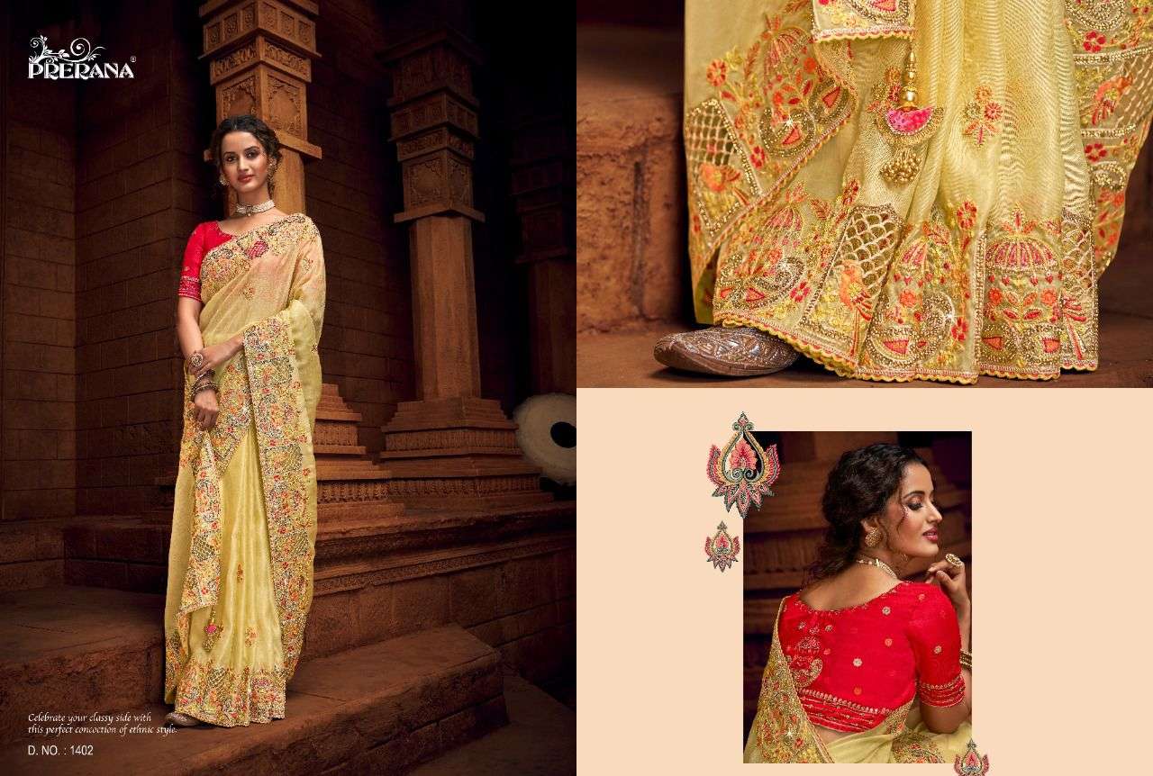 PRERANA SILK CORPORATION DESIGNER ORGANZA NET SAREE 