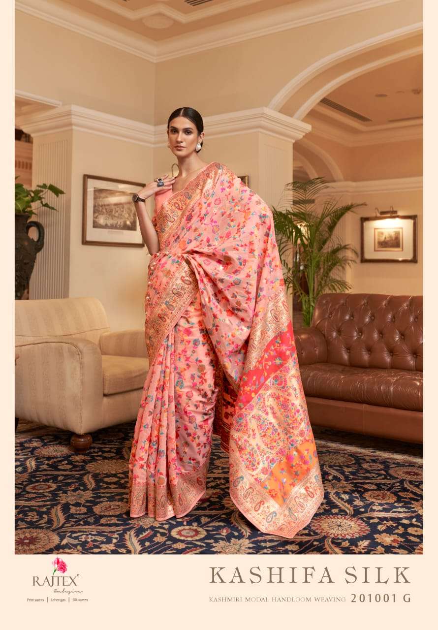 RAJTEX KASHIFA COLORS DESIGNER PURE KASHMIRI MODAL WEAVING SAREE 