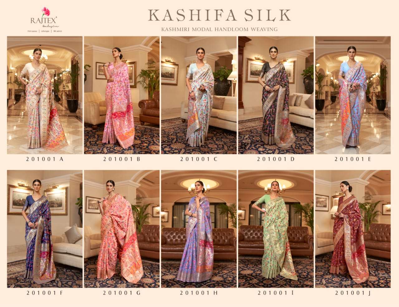 RAJTEX KASHIFA COLORS DESIGNER PURE KASHMIRI MODAL WEAVING SAREE 