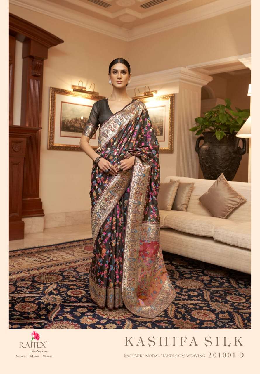 RAJTEX KASHIFA COLORS DESIGNER PURE KASHMIRI MODAL WEAVING SAREE 