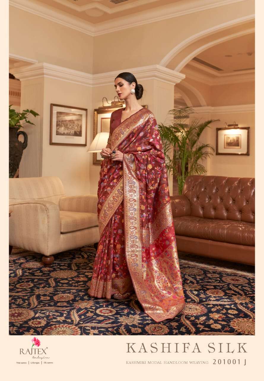 RAJTEX KASHIFA COLORS DESIGNER PURE KASHMIRI MODAL WEAVING SAREE 