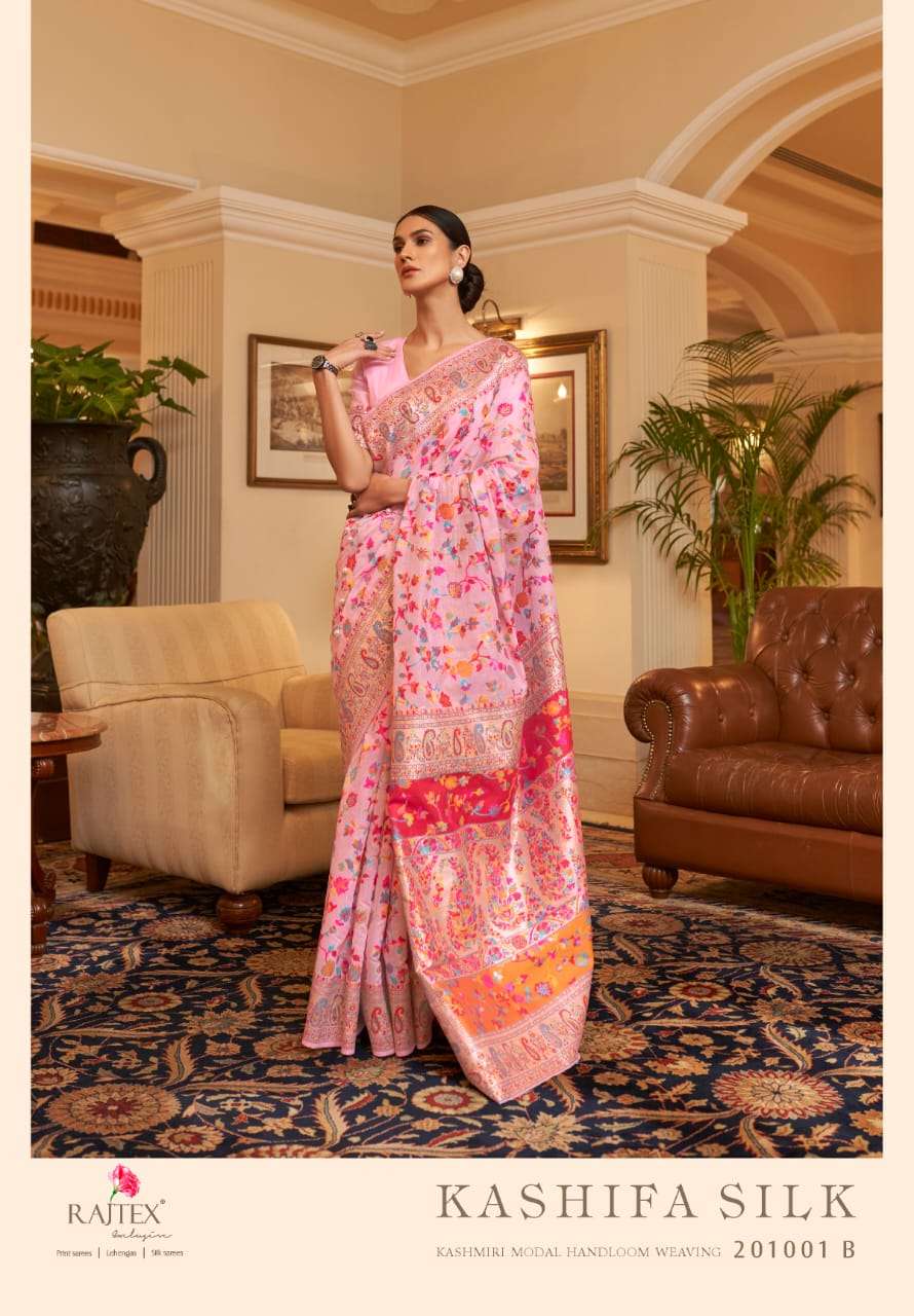RAJTEX KASHIFA COLORS DESIGNER PURE KASHMIRI MODAL WEAVING SAREE 
