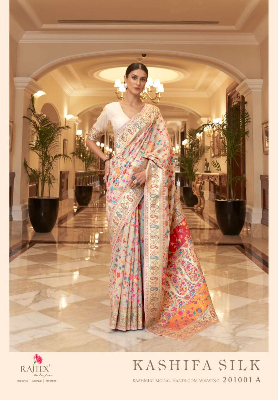 RAJTEX KASHIFA COLORS DESIGNER PURE KASHMIRI MODAL WEAVING SAREE 