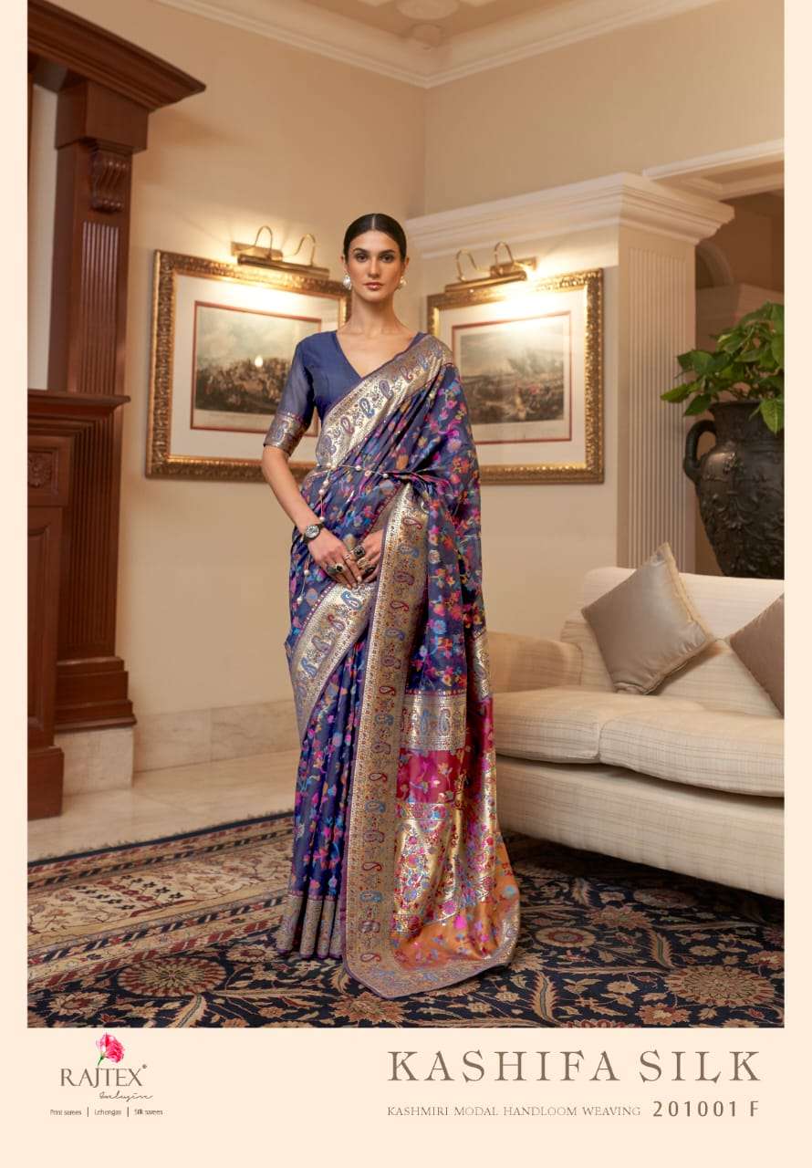 RAJTEX KASHIFA COLORS DESIGNER PURE KASHMIRI MODAL WEAVING SAREE 