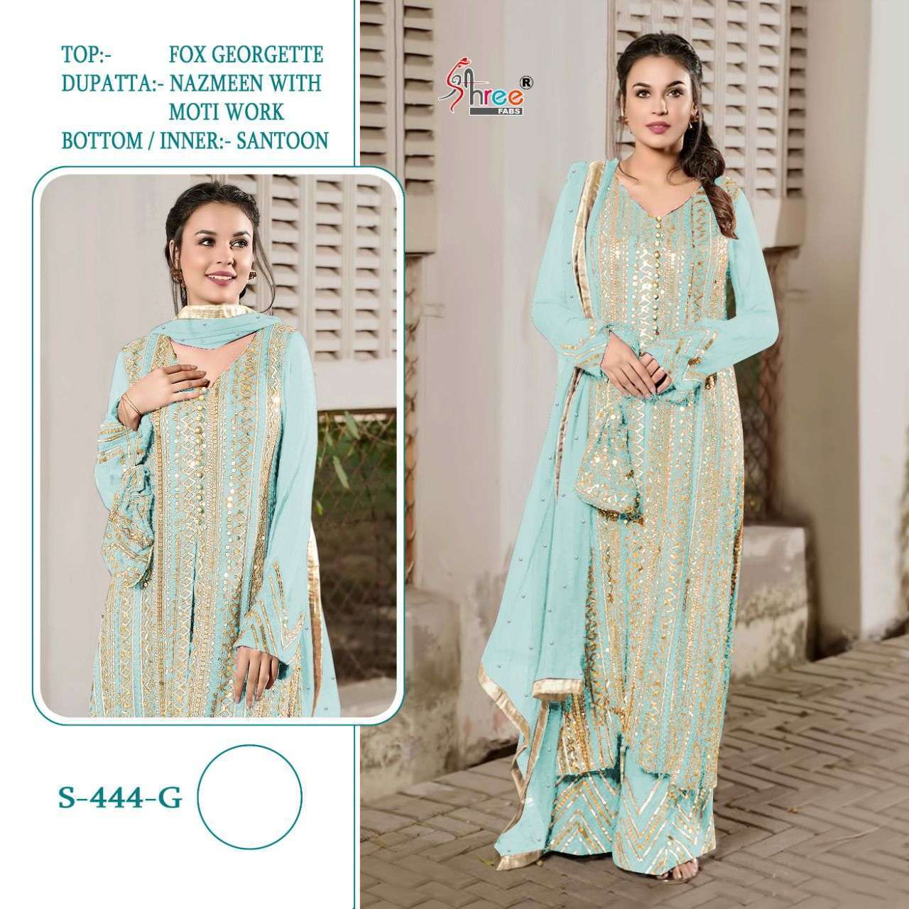 SHREE FABS S-444 COLORS DESIGNER FAUX GEORGETTE SUIT 