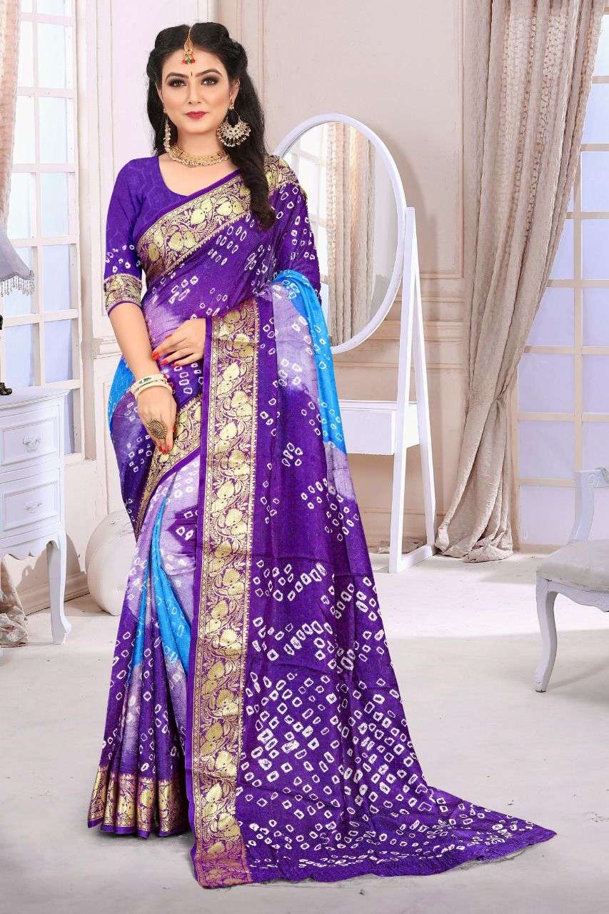 Art silk bandhani saree | Bandhani saree, Bandhini saree, Saree