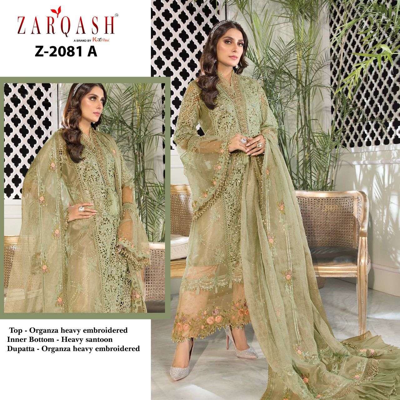 ZARQASH MARIA.B HERITAGE Z-2081 DESIGNER ORGANZA SUIT 
