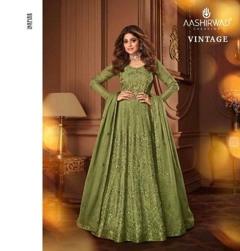 AASHIRWAD VINTAGE DESIGNER REAL GEORGETTE SUIT 