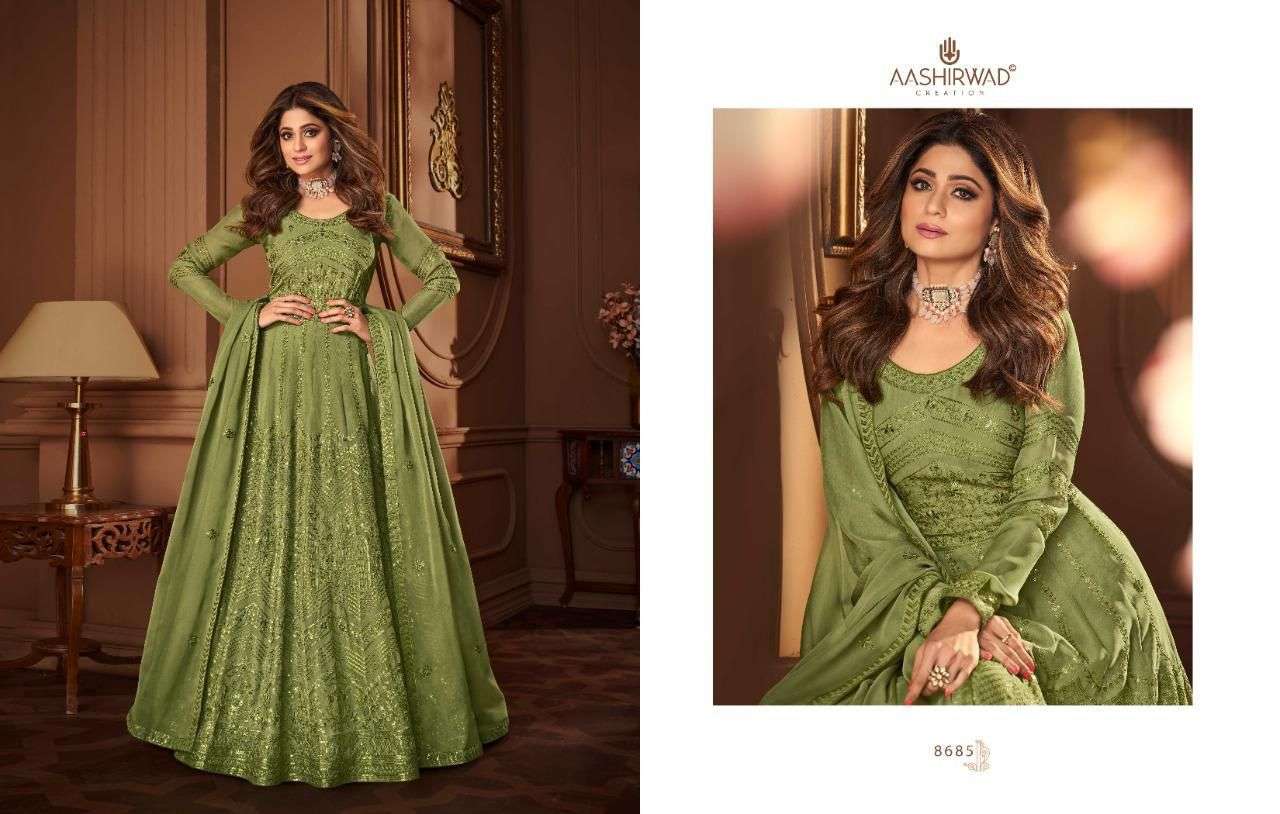 AASHIRWAD VINTAGE DESIGNER REAL GEORGETTE SUIT 