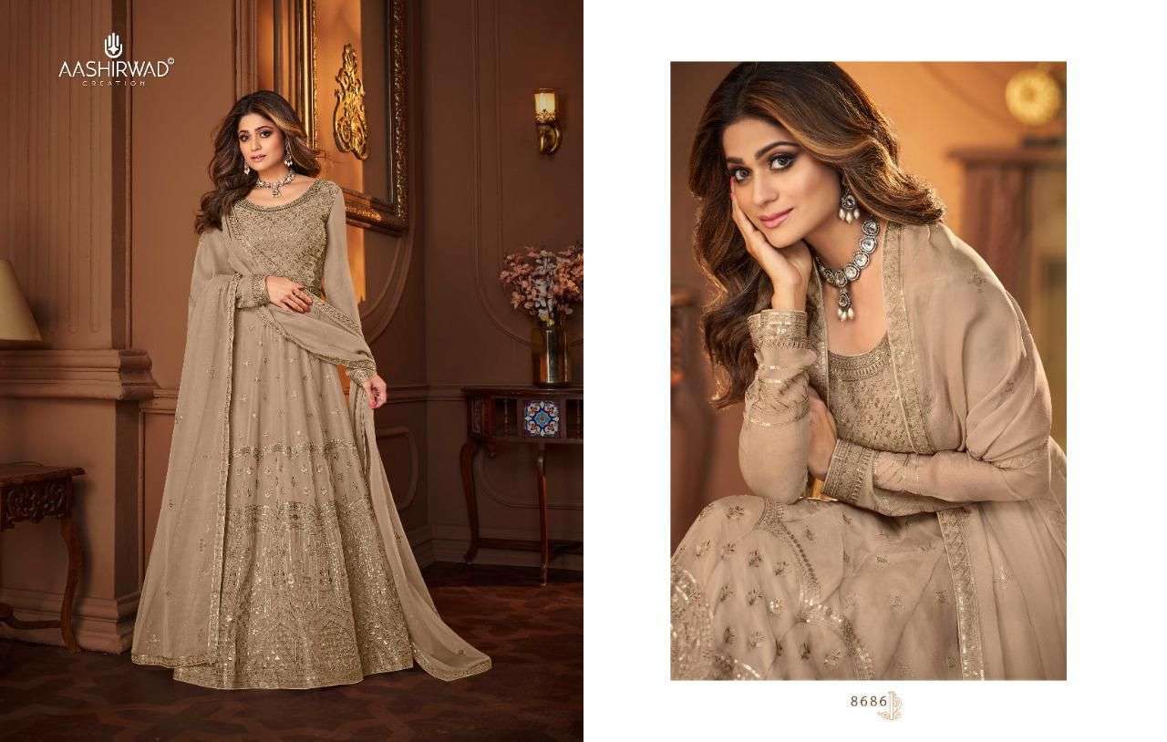 aashirwad vintage series 8683-8687 real georgette suit 