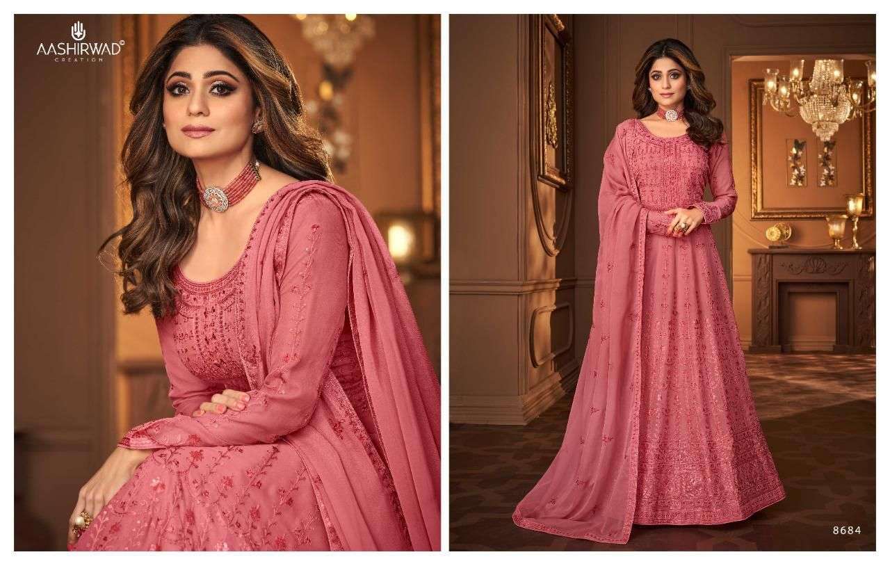 aashirwad vintage series 8683-8687 real georgette suit 