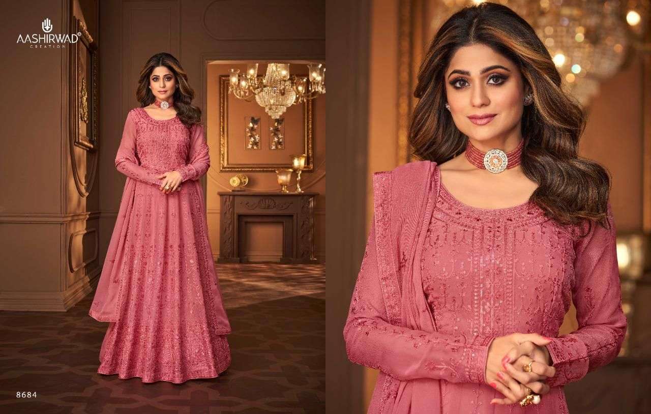 aashirwad vintage series 8683-8687 real georgette suit 