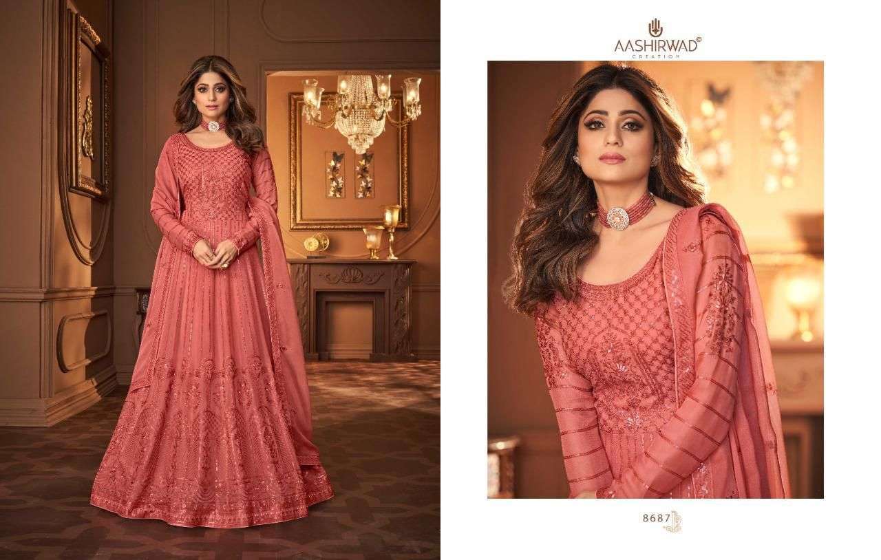 aashirwad vintage series 8683-8687 real georgette suit 