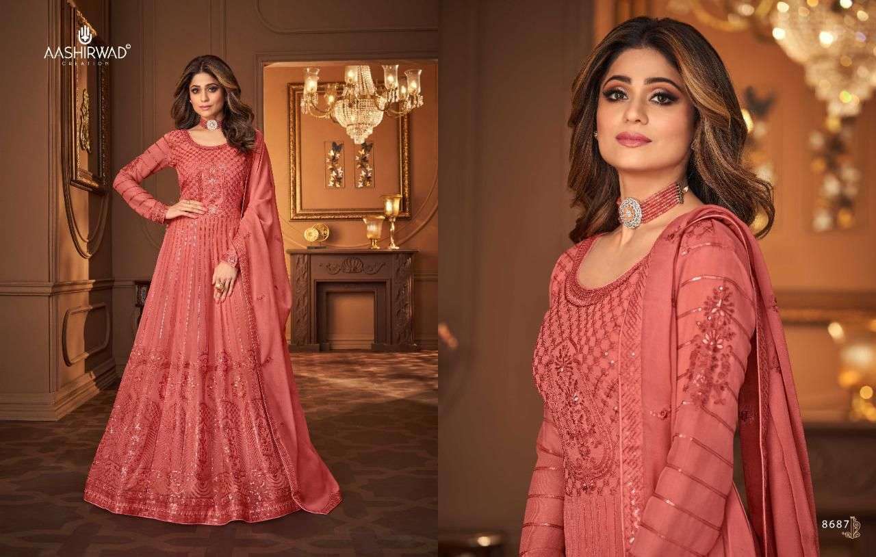 aashirwad vintage series 8683-8687 real georgette suit 