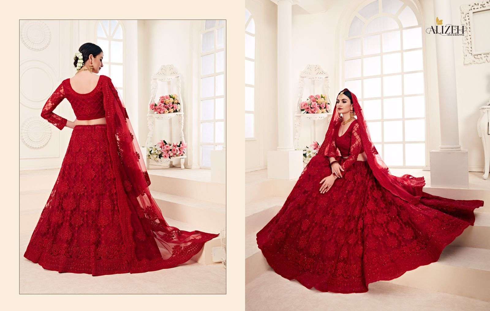 ALIZEH BRIDAL HERITAGE 1004-C DESIGNER NET LEHENGA 