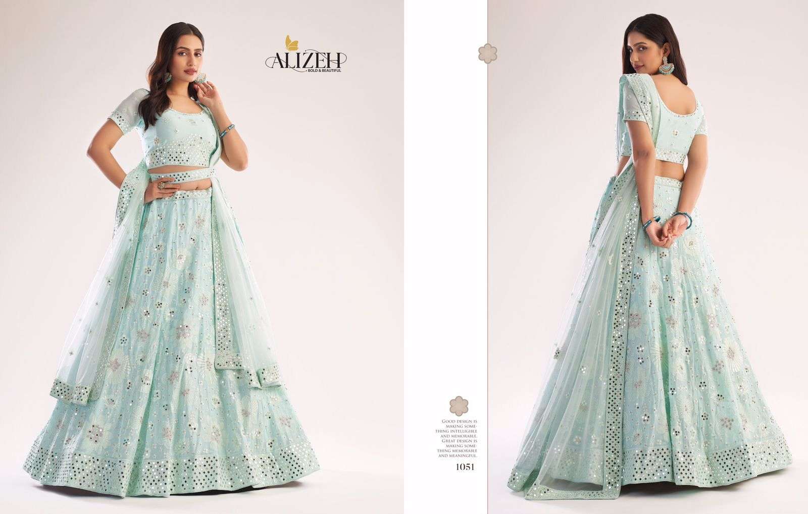ALIZEH OFFICIAL BRIDAL HERITAGE PREMIUM COLLECTION DESIGNER BUTTERFLY NET LEHENGA 