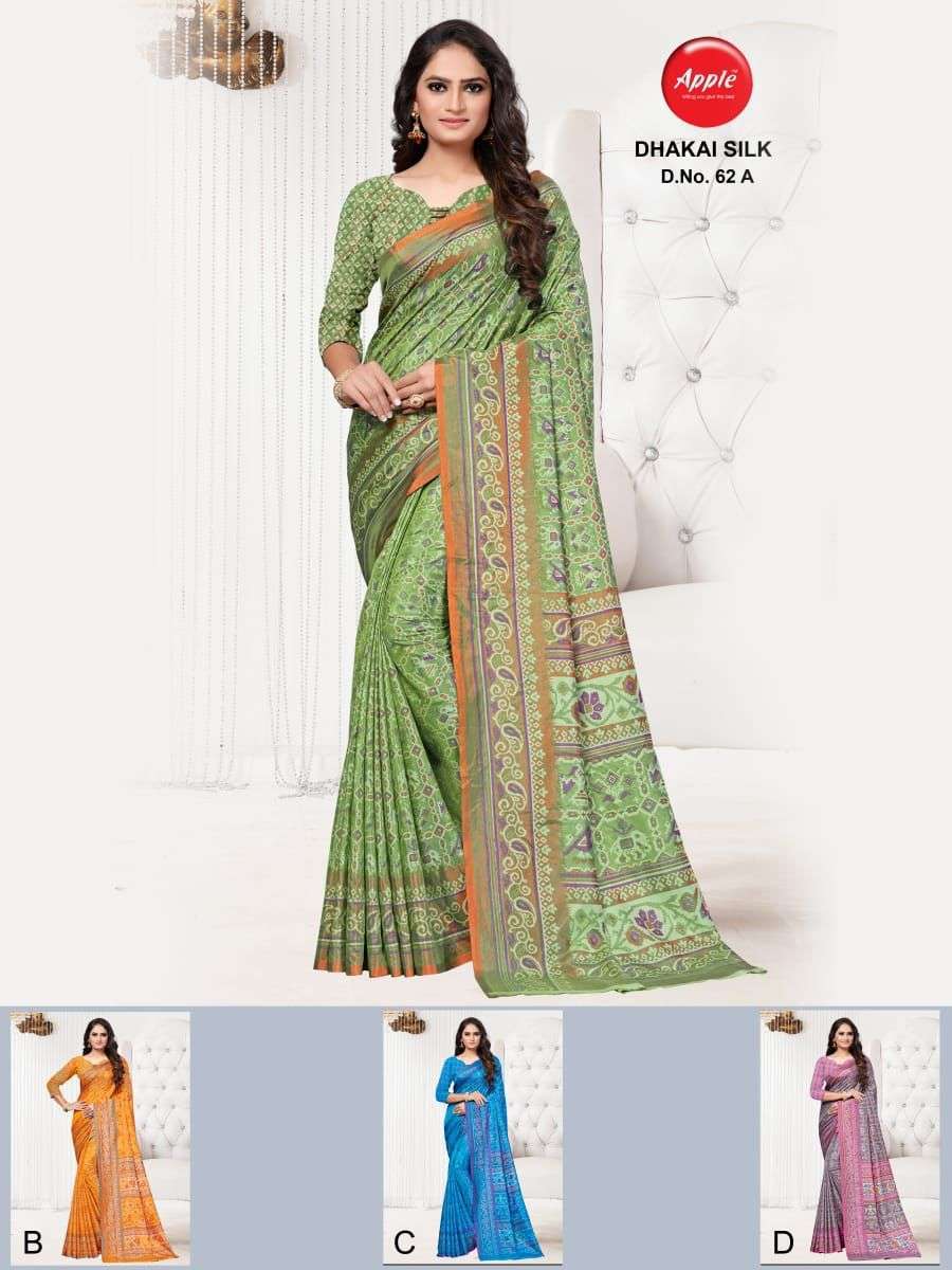apple dhakai silk 4 colors matching saree