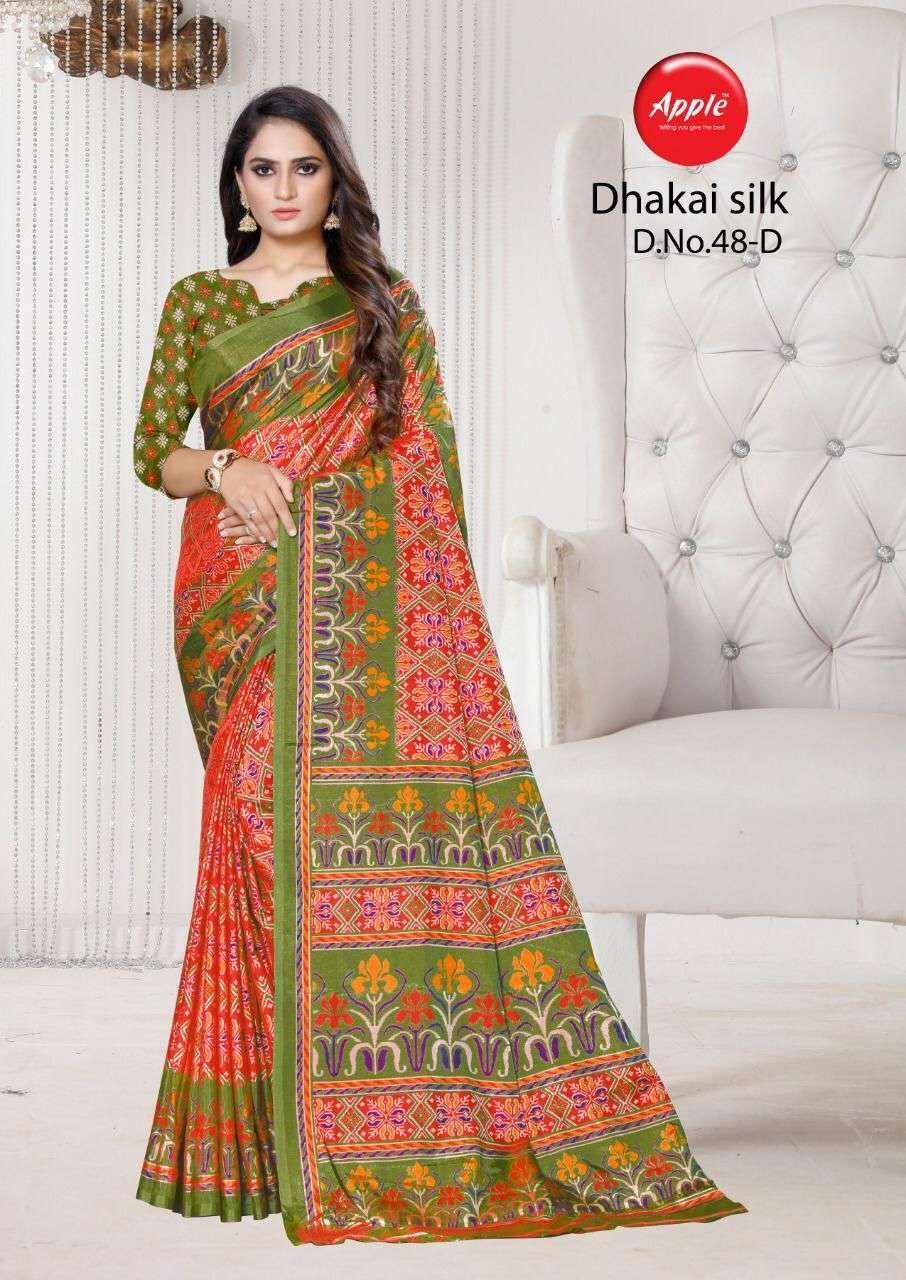 apple dhakai silk 4 colors matching saree